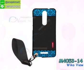 M4053-14 เคสยาง Wiko View ลาย Blue Luxury พร้อมสายคล้องมือ