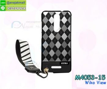 M4053-15 เคสยาง Wiko View ลาย Extra พร้อมสายคล้องมือ