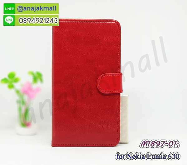 M1897-01 เคสฝาพับ Nokia Lumia630 สีแดง กรอบหนังโนเกียลูเมีย630