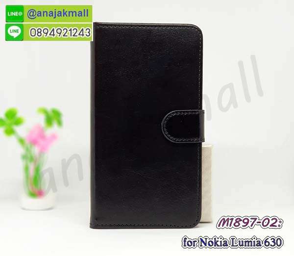 M1897-02 เคสฝาพับ Nokia Lumia630 สีดำ กรอบหนังโนเกียลูเมีย630