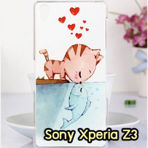 M1002-07 เคสแข็ง Sony Xperia Z3 ลาย Cat & Fish