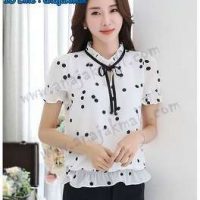 FS42-01 เสื้อชีฟองแฟชั่น แขนตุ๊กตา สีขาว