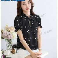 FS42-02 เสื้อชีฟองแฟชั่น แขนตุ๊กตา สีดำ