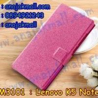 M3101-04 เคสหนังฝาพับ Lenovo K5 Note สีชมพู