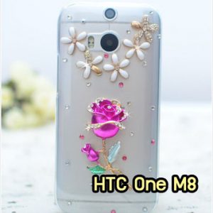 M1221-05 เคสประดับ HTC One M8 ลาย Rose I
