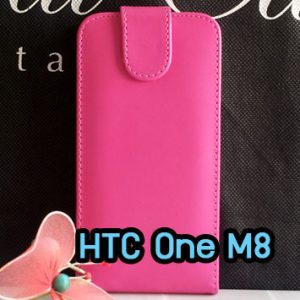M1219-04 เคสหนังเปิดขึ้นลง HTC One M8 สีชมพู