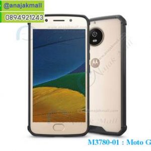 M3780-01 เคสกันกระแทกหลังอะคริลิคใส Classic Moto G5s ขอบสีดำ