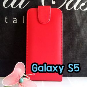 M1220-01 เคสหนังเปิดขึ้นลง Samsung Galaxy S5 สีแดง