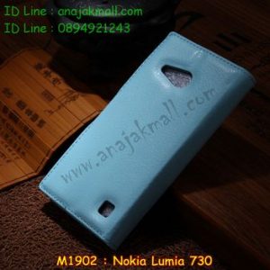 M1902-04 เคสฝาพับ Nokia Lumia 730 สีฟ้า