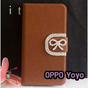 M1181-02 เคสฝาพับประดับ OPPO Yoyo สีน้ำตาล