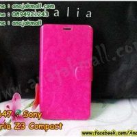 M1647-01 เคสหนังฝาพับ Sony Xperia Z3 Compact สีกุหลาบชมพู