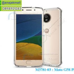 M3781-03 เคสกันกระแทกหลังอะคริลิคใส Moto G5s Plus ขอบสีขาว