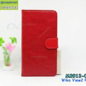 M3913-01 เคสฝาพับไดอารี่ Wiko View 2 Pro สีแดงเข้ม