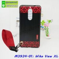 M3934-01 เคสยาง Wiko View XL ลาย Red Luxury พร้อมสายคล้องมือ