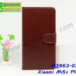 M3963-03 เคสฝาพับไดอารี่ Xiaomi Mi5s Plus สีน้ำตาล