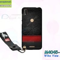 M4045-14 เคสยาง Wiko View Max ลาย Leather X01 พร้อมสายคล้องมือ