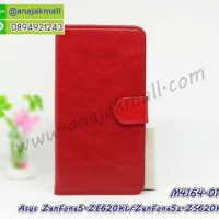 M4164-01 เคสฝาพับไดอารี่ Asus ZenFone5-ZE620KL/ZenFone5z-ZS620KL สีแดงเข้ม