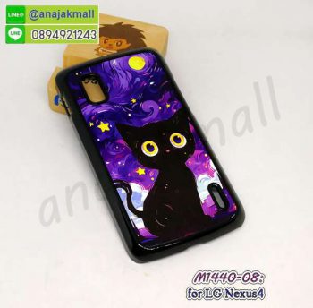 M1440-08 เคสLG Nexus4 ลาย Black Cat101 กรอบพลาสติกแอลจี nexus4