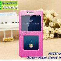 M4281-03 เคสหนังโชว์เบอร์รับสาย Xiaomi Redmi Note6 Pro สีชมพู