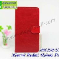 M4358-01 เคสฝาพับไดอารี่ Xiaomi Redmi Note6 Pro สีแดงเข้ม