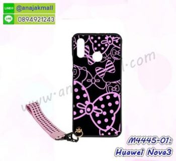 M4445-01 เคสยาง Huawei Nova3 ลาย Bow X22 พร้อมสายคล้องมือ