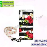 M4445-08 เคสยาง Huawei Nova3 ลาย Flower V03 พร้อมสายคล้องคอ