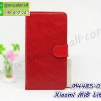 M4485-01 เคสฝาพับไดอารี่ Xiaomi Mi8 Lite สีแดงเข้ม