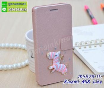 M4579-11 เคสฝาพับ Xiaomi Mi8 Lite แต่งคริสตัลลาย Zebra II