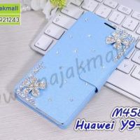 M4581-19 เคสฝาพับ Huawei Y9 2018 แต่งคริสตัลลาย Flower IV