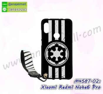 M4587-02 เคสยาง Xiaomi Redmi Note6Pro ลาย Black02 พร้อมสายคล้องมือ