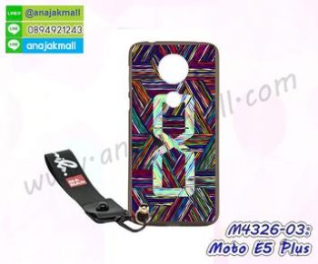 M4326-023 เคสยาง Moto E5 Plus ลาย Number8 พร้อมสายคล้องมือ