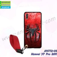 M4772-03 เคสยาง Huawei Y7 Pro 2019 ลาย Spider พร้อมสายคล้องมือ