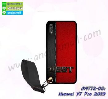 M4772-05 เคสยาง Huawei Y7 Pro 2019 ลาย Vest พร้อมสายคล้องมือ