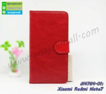 M4764-01 เคสฝาพับไดอารี่ Xiaomi Redmi Note7 สีแดงเข้ม