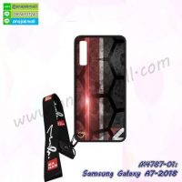 M4787-01 เคสยาง Samsung Galaxy A7-2018 ลาย 7Red พร้อมสายคล้องคอ