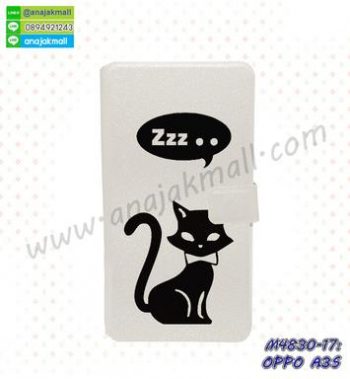 M4830-17 เคสฝาพับ OPPO A3S ลาย Black Cat Z01