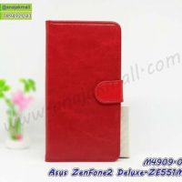 M4909 เคสฝาพับไดอารี่ ASUS ZenFone2Deluxe-ZE551ML/ZE550ML สีแดงเข้ม