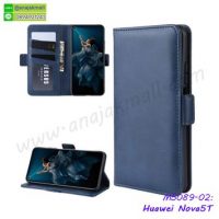 M5089-02 เคสหนังไดอารี่ Huawei Nova5T สีน้ำเงิน
