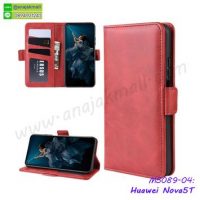M5089-04 เคสหนังไดอารี่ Huawei Nova5T สีแดง