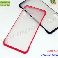 M5132-01 เคส PC หลังใส Huawei Nova4 ขอบยางสีแดง