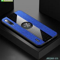 M5266-03 เคส Xiaomi Mi9 lite ขอบยางหลังแหวนลายหนัง สีน้ำเงิน