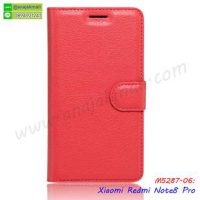 M5287-06 เคสหนังฝาพับ Xiaomi Redmi Note8 Pro สีแดง