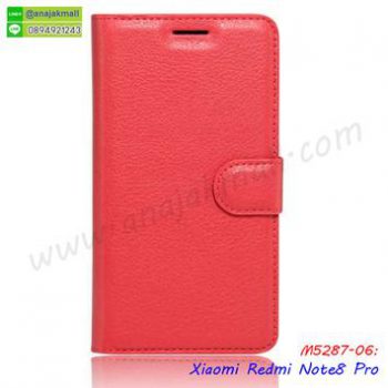M5287-06 เคสหนังฝาพับ Xiaomi Redmi Note8 Pro สีแดง