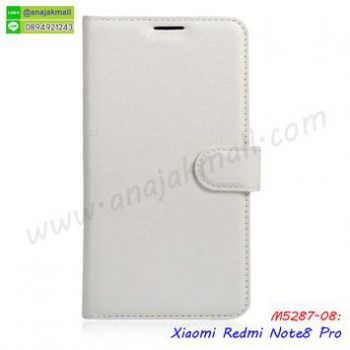 M5287-08 เคสหนังฝาพับ Xiaomi Redmi Note8 Pro สีขาว
