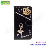 M5360-06 เคสฝาพับ Wiko View3 lite แต่งคริสตัลฟรุ้งฟริ้ง ลาย 06