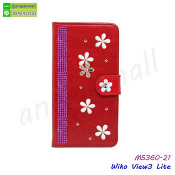 M5360-21 เคสฝาพับ Wiko View3 lite แต่งคริสตัลฟรุ้งฟริ้ง ลาย 21