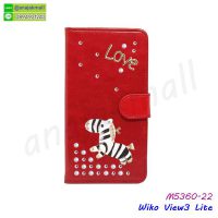 M5360-22 เคสฝาพับ Wiko View3 lite แต่งคริสตัลฟรุ้งฟริ้ง ลาย 22