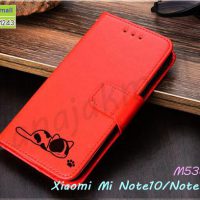 M5387-04 เคสฝาพับ Xiaomi Mi Note10 ลายแมว สีแดง