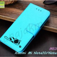 M5387-05 เคสฝาพับ Xiaomi Mi Note10 ลายแมว สีฟ้า