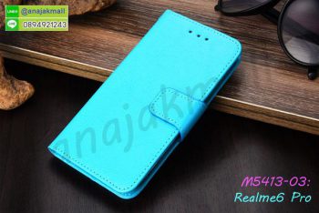 M5413-03 เคสฝาพับ Realme6 Pro สีฟ้า